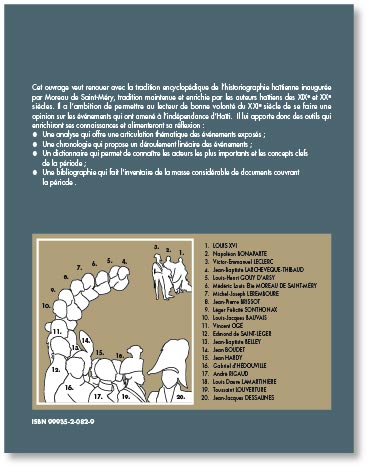 Dos couverture "Histoire et Dictionnaire de la Révolution et de l'Indépendance d'Haïti"